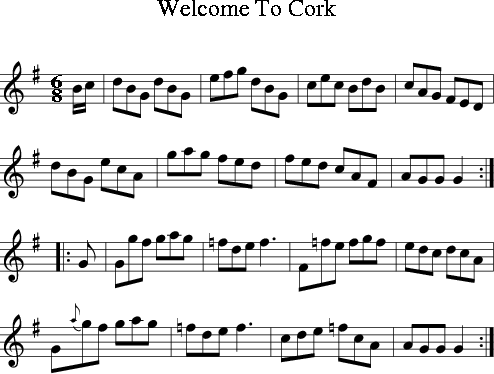 Welcome To Cork Irish Folk Song Ireland For Treble Clef Instrument