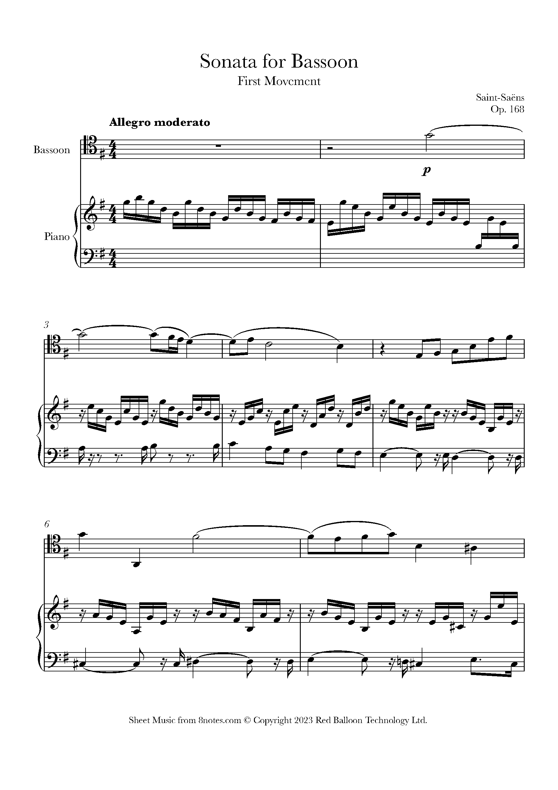 Saint-Saens  Sonata for Bassoon, Op. 168, ...