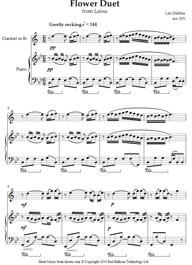 ﻿Delibes Flower Duet from Lakme sheet music for