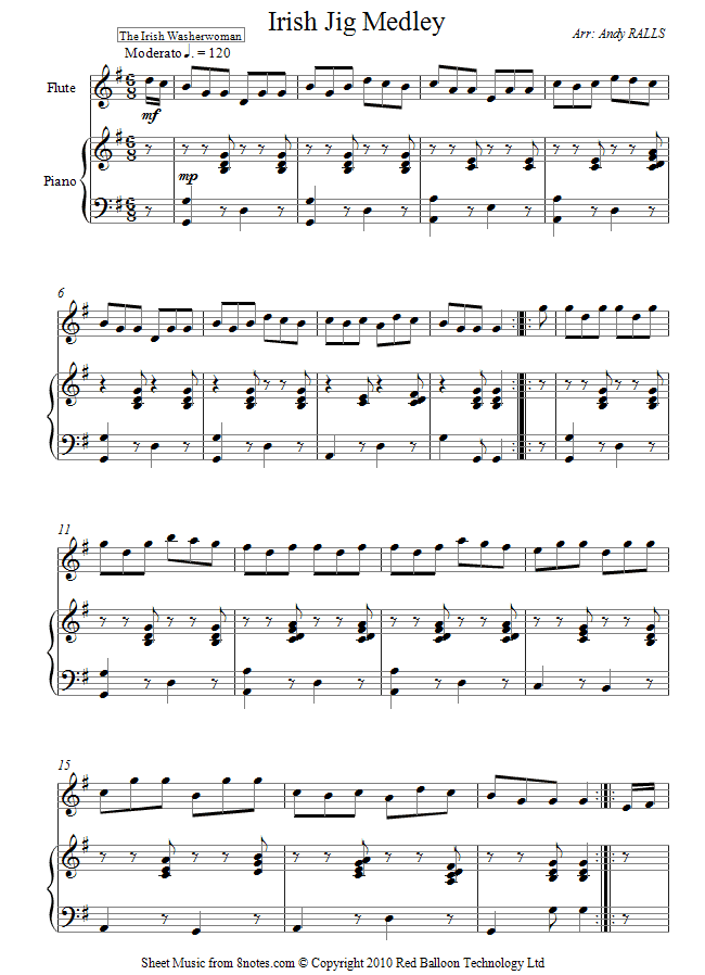 Flute Irish Jig Medley Sheet Music 