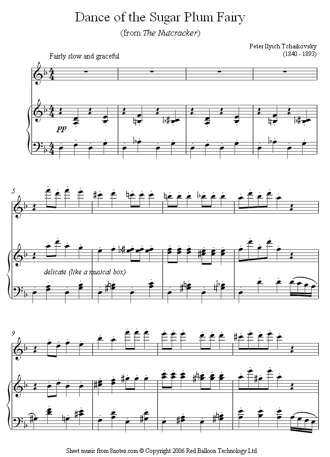 Tchaikovsky Dance of the Sugar Plum Fairy from the Nutcracker sheet