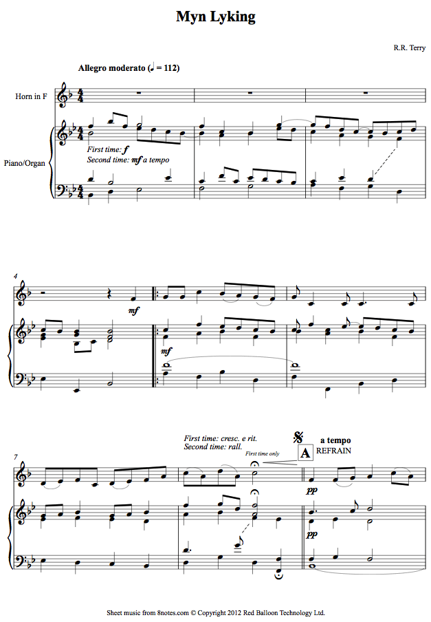 Terry - Myn Lyking Sheet Music For French Horn - 8notes.com