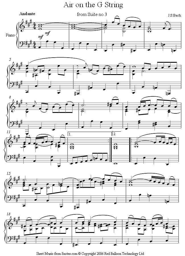 Air On A G String Piano Pdf