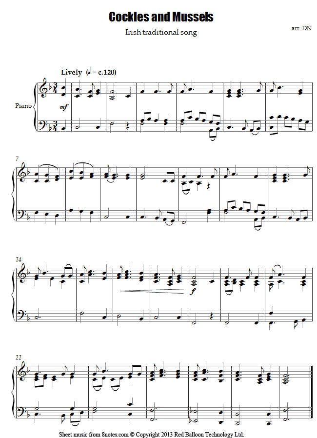 Cockels and Mussels sheet music for Piano