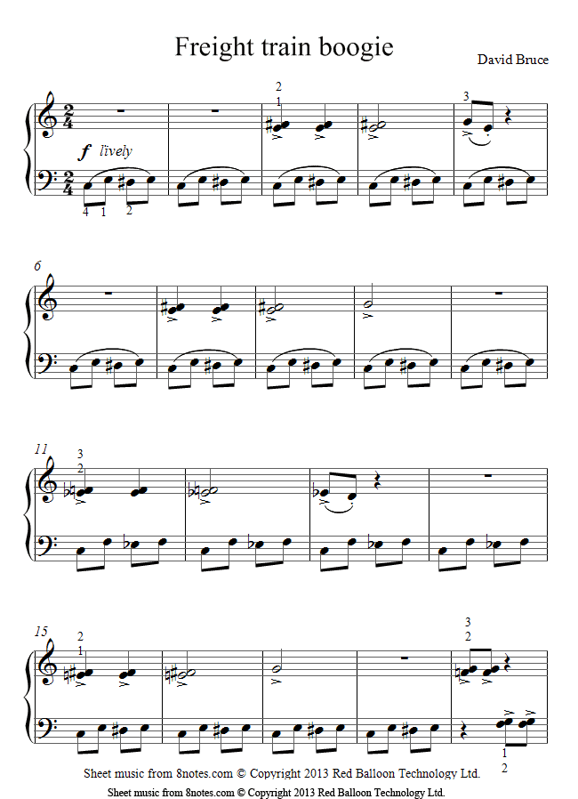 David Bruce Freight Train Boogie sheet music for Piano