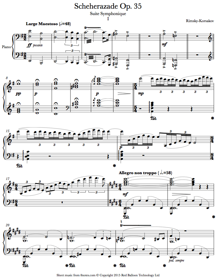 RimskyKorsakov Scheherazade Op. 35 1. Suite Symphonique sheet music