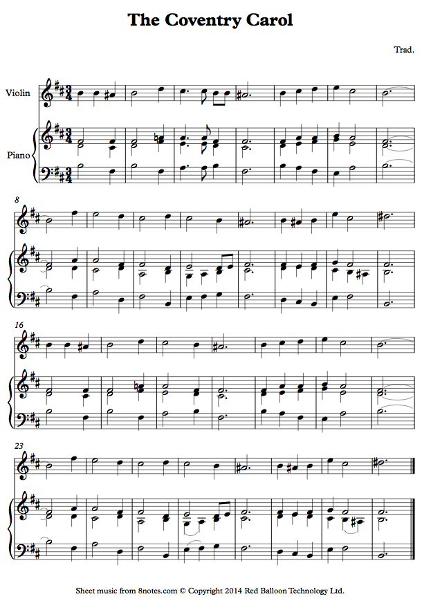 Traditional English Melody Coventry Carol Sheet Music Notes Chords Vrogue 1993