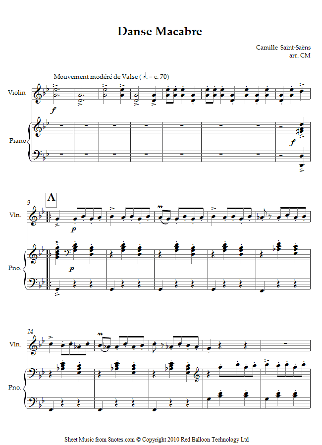 Violin Danse Macabre Sheet Music 8notes