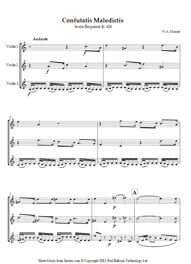 Mozart Confutatis Maledictis from Requiem K. 626 sheet music for