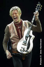 David Bowie, performing live on the "Reality Tour" in 2004.