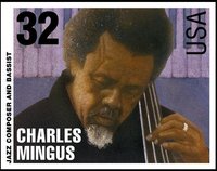 Charles Mingus Stamp issued by the USPS on September 16, 1995.