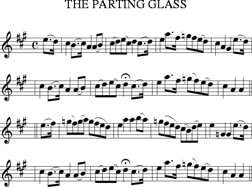 The Parting Glass easy sheet music and tin whistle / flute notes - Irish  folk songs