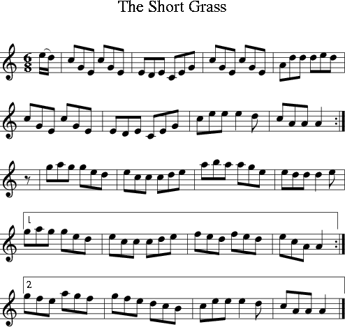 The Short Grass (irish Folk Song) (ireland) For Treble Clef Instrument 