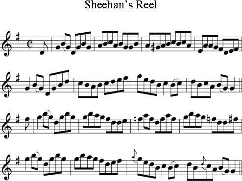 Sheehan's Reel (Irish Folk Song) (Ireland) for Treble Clef Instrument ...