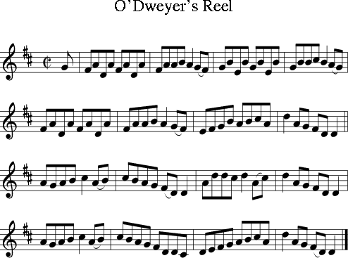 O'dweyer's Reel (irish Folk Song) (ireland) For Treble Clef Instrument 