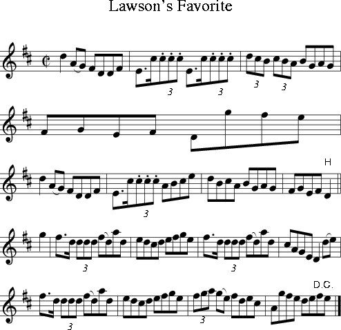 Lawson's Favorite (Irish Folk Song) (Ireland) for Treble Clef ...