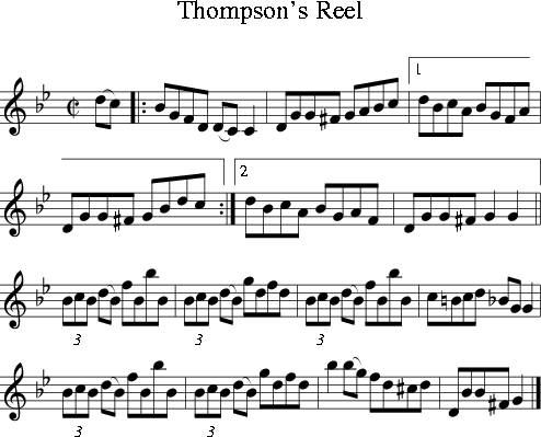 Thompson's Reel (Irish Folk Song) (Ireland) for Treble Clef Instrument ...