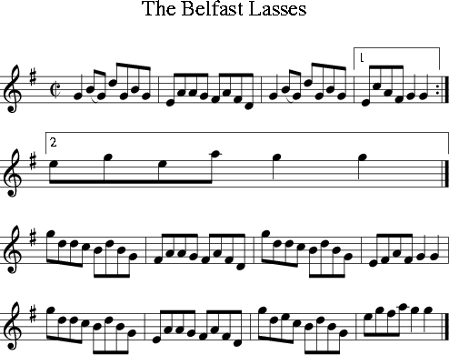 The Belfast Lasses (Irish Folk Song) (Ireland) for Treble Clef ...