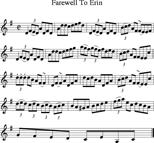 Farewell To Erin (Irish Folk Song) (Ireland) sheet music for Treble ...