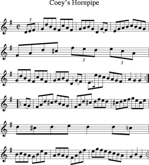 Coey's Hornpipe (Irish Folk Song) (Ireland) sheet music for Treble Clef ...