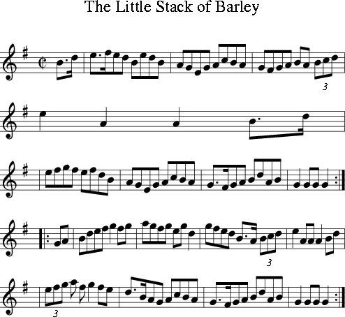 The Little Stack of Barley (Irish Folk Song) (Ireland) for Treble Clef ...