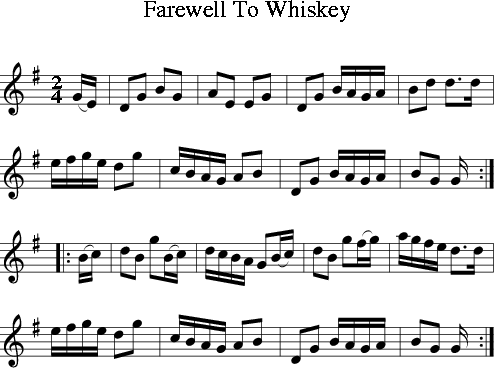 Farewell To Whiskey (Irish Folk Song) (Ireland) sheet music for Treble ...