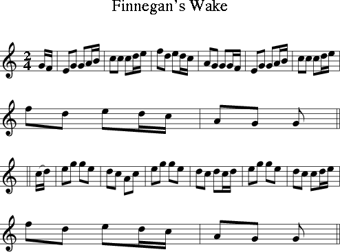 Finnegan's Wake (Irish Folk Song) (Ireland) for Treble Clef Instrument ...