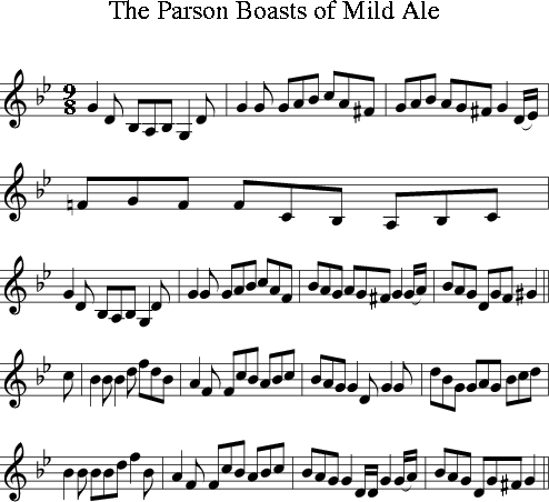 The Parson Boasts of Mild Ale (Irish Folk Song) (Ireland) for Treble ...