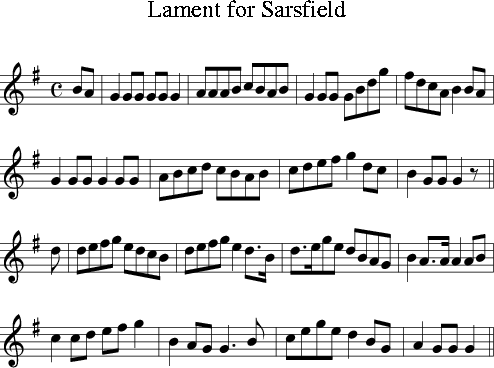 Lament for Sarsfield (Irish Folk Song) (Ireland) for Treble Clef ...