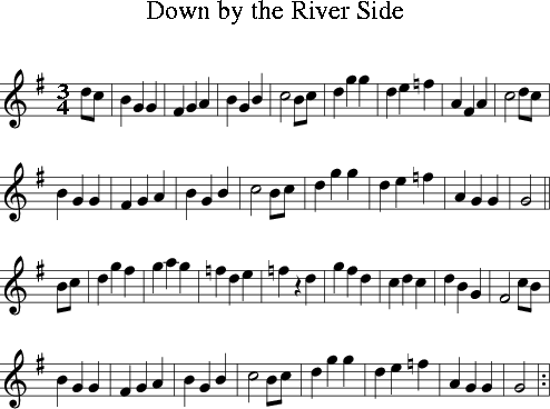 Down by the River Side (Irish Folk Song) (Ireland) for Treble Clef ...