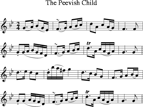 The Peevish Child (Irish Folk Song) (Ireland) for Treble Clef ...