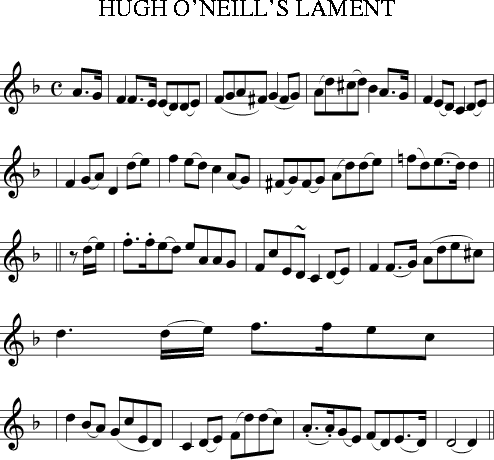 HUGH O'NEILL'S LAMENT (Irish Folk Song) (Ireland) for Treble Clef ...