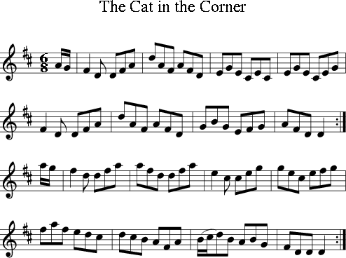 The Cat in the Corner (Irish Folk Song) (Ireland) for Treble Clef ...