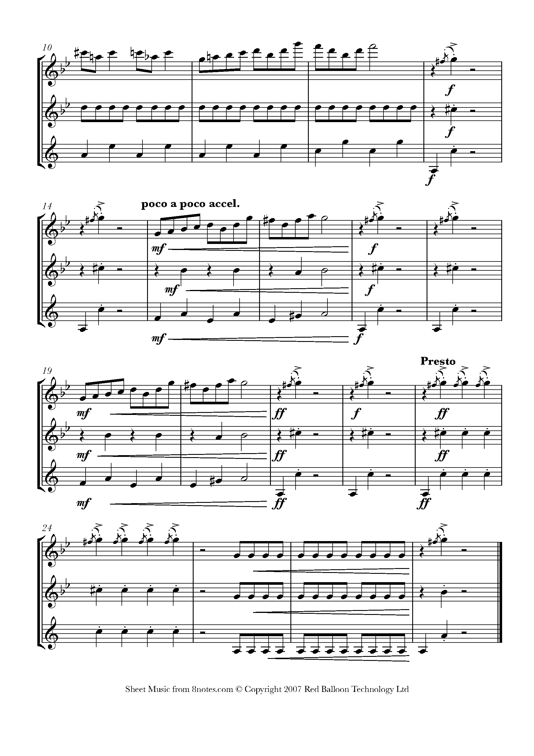 Grieg In The Hall Of The Mountain King From Peer Gynt Sheet Music For 2 Flutes Clarinet 8notes Com