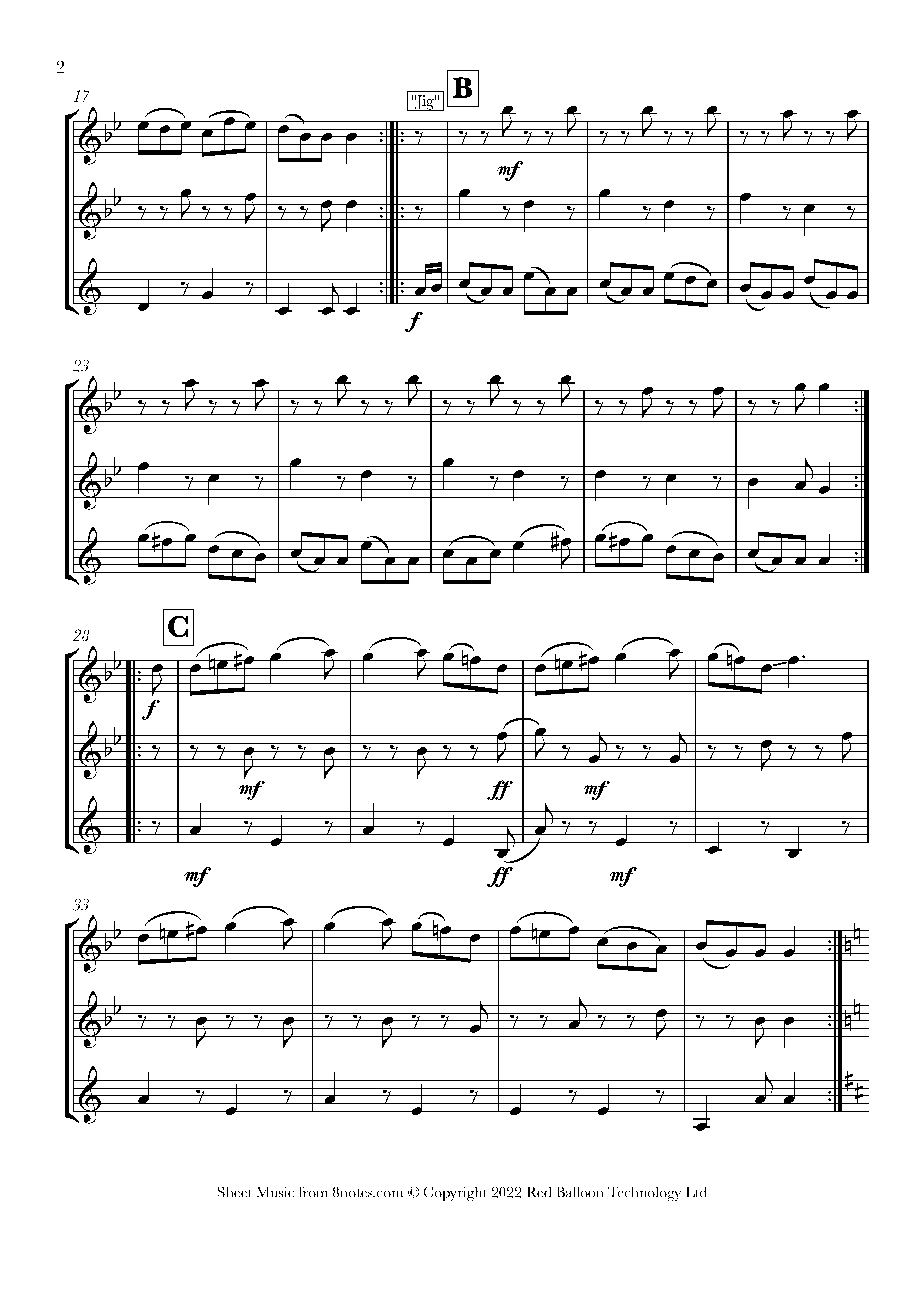 Irish Jig Medley Sheet music for 2-Flutes-Clarinet - 8notes.com