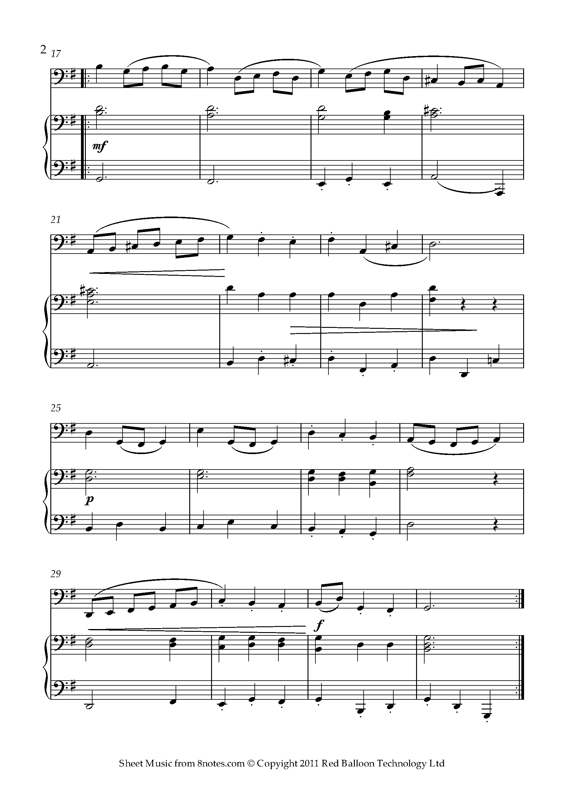 Bach - Minuet Sheet music for Bassoon - 8notes.com