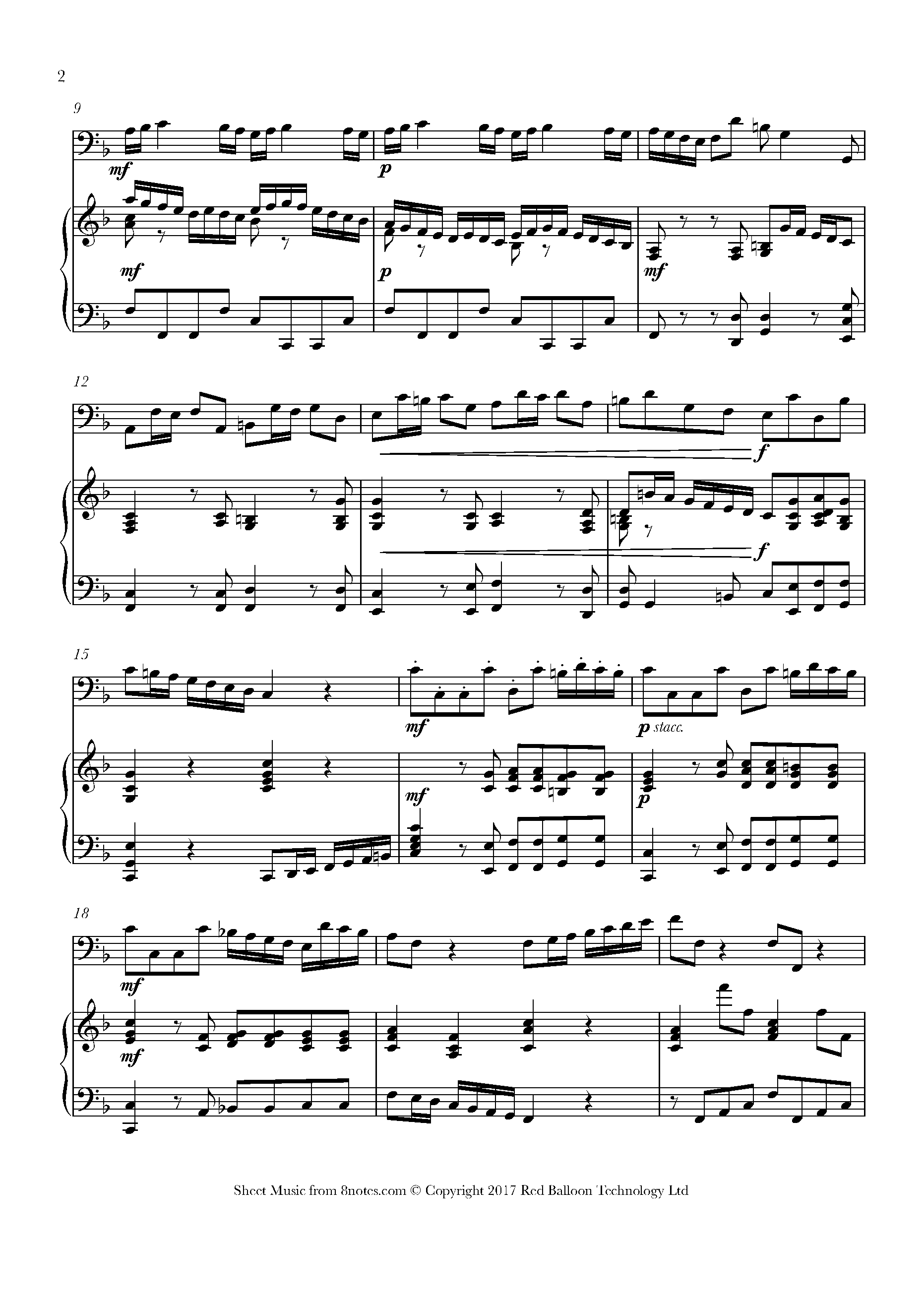 Galliard - Sonata No.3 Mvt.2 Allegro Sheet music for Bassoon - 8notes.com