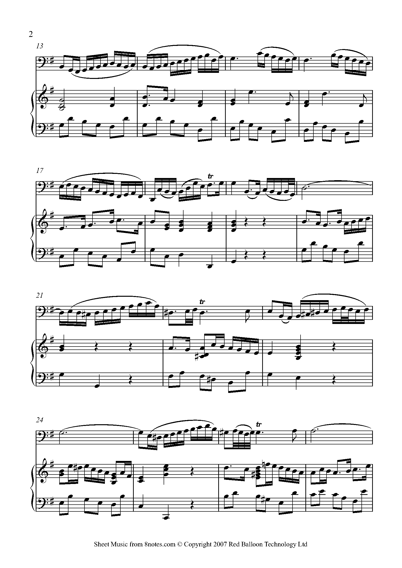 Bach - Sonata no.5 BWV 1034 3rd mvt Sheet music for Cello - 8notes.com