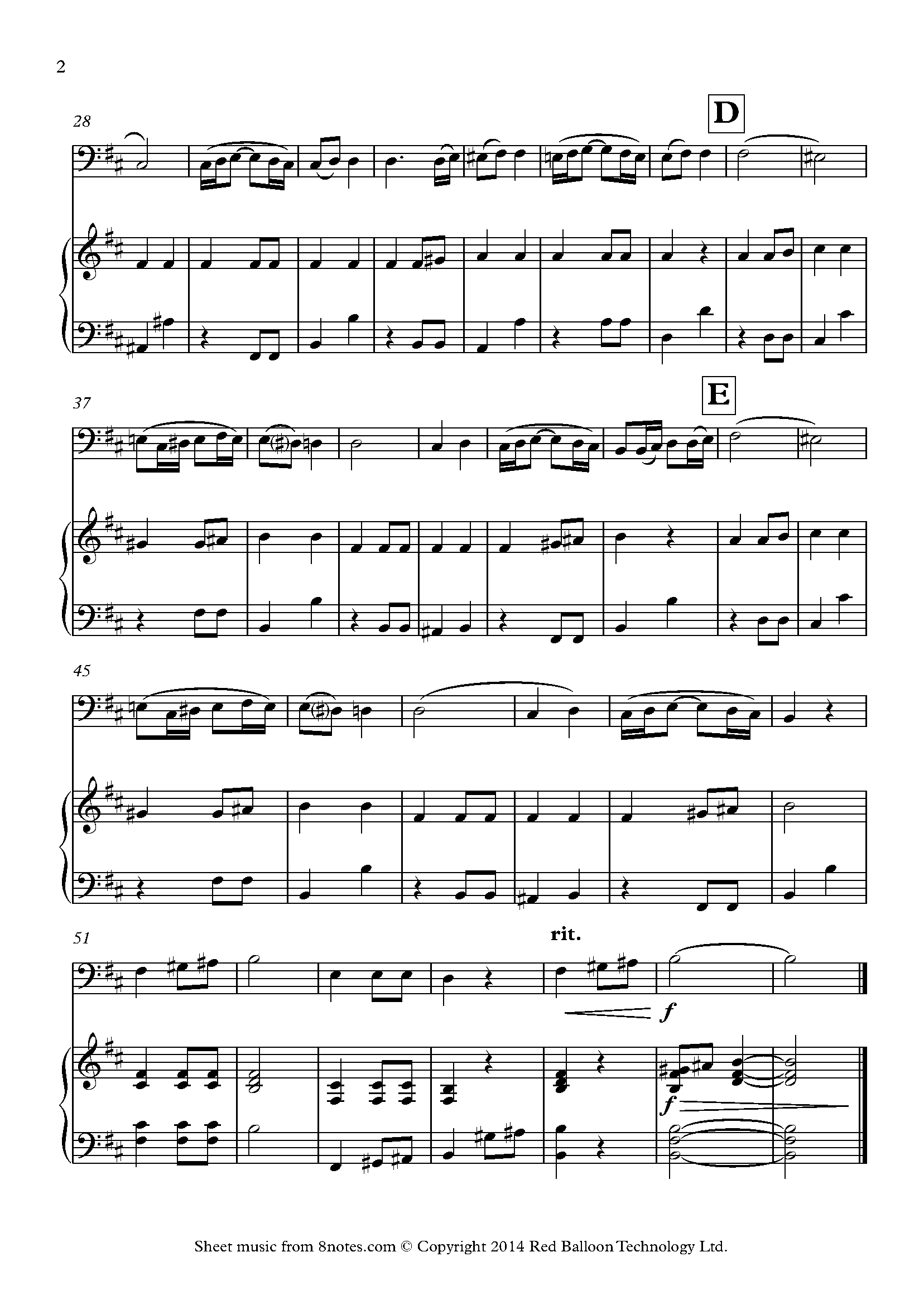 Beethoven - 7th Symphony 2nd mvt theme Sheet music for Cello - 8notes.com