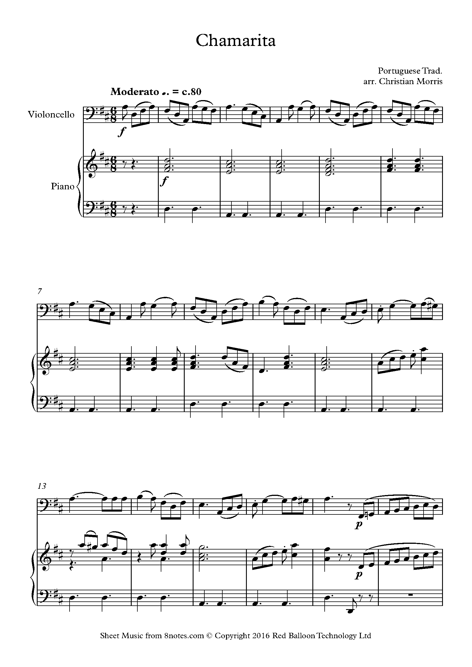 Chamarita (Portuguese Traditional) Sheet music for Cello - 8notes.com