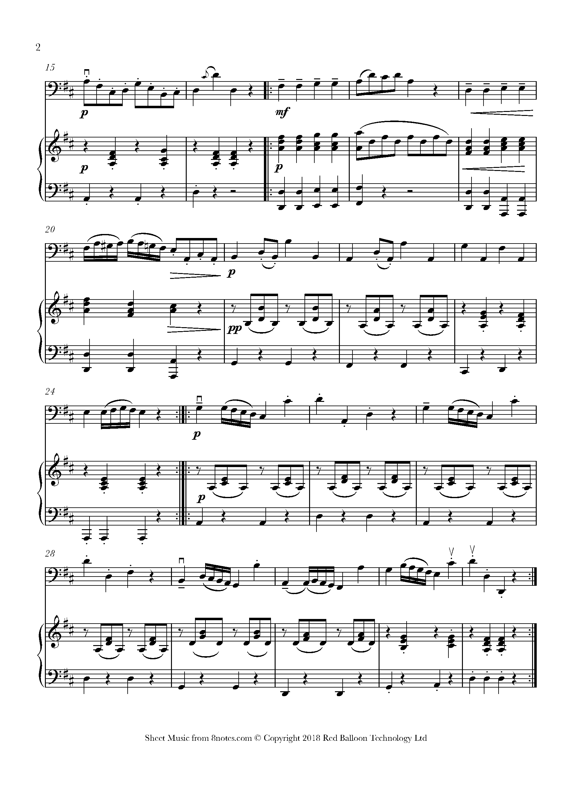 Gossec - Gavotte in D Sheet music for Cello - 8notes.com