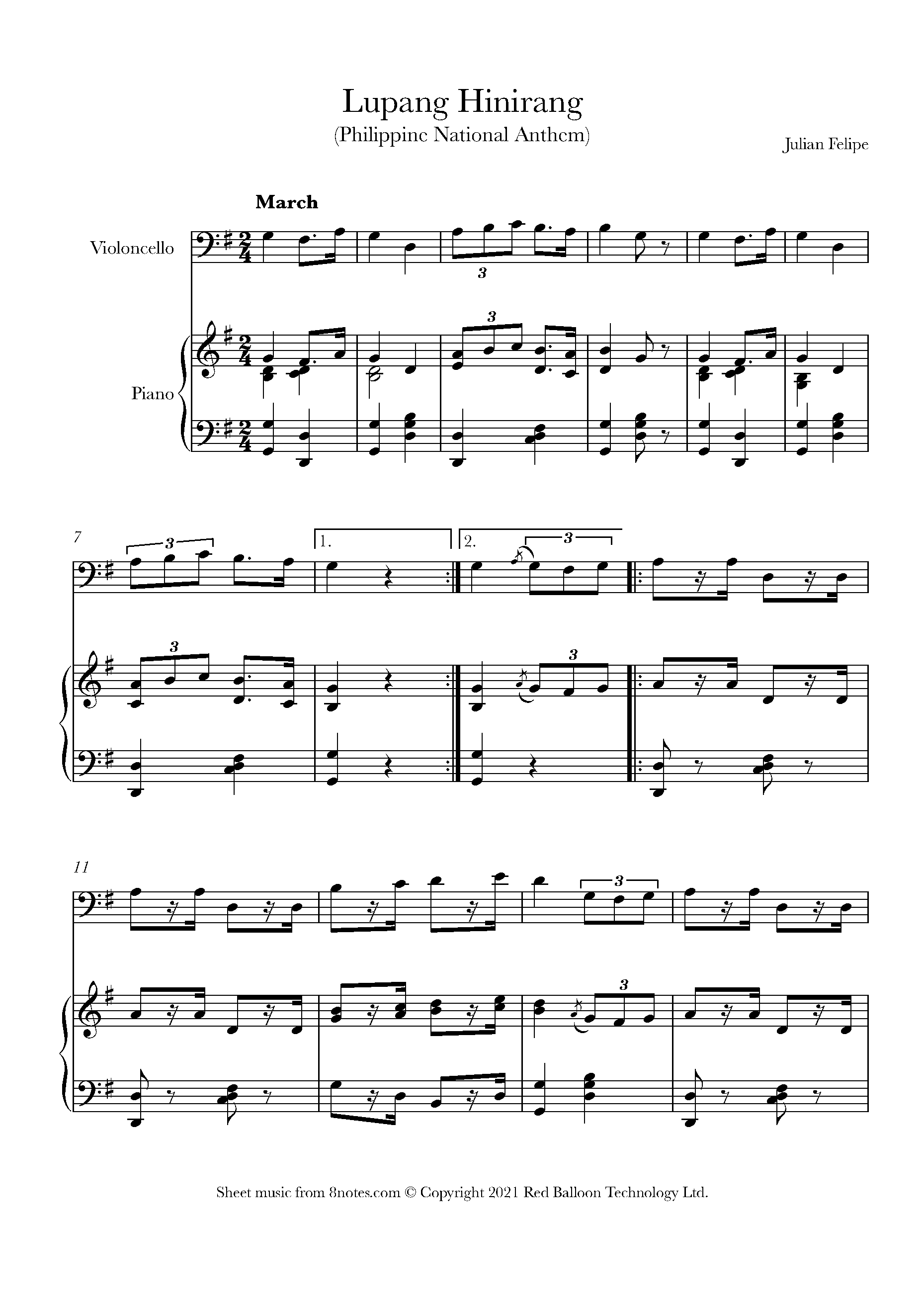 Lupang Hinirang Piano Notes