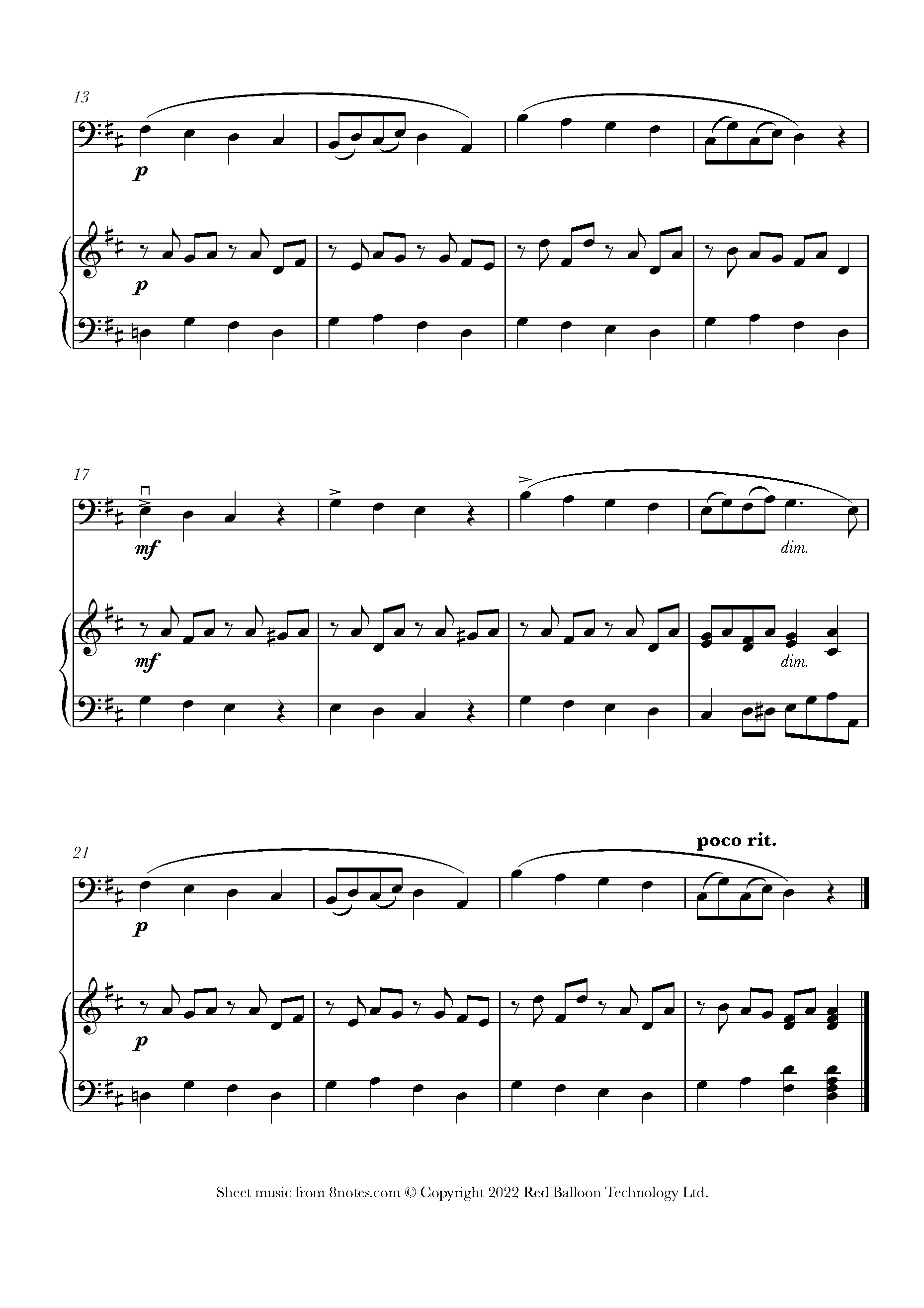 Schumann - Melody Sheet music for Cello - 8notes.com