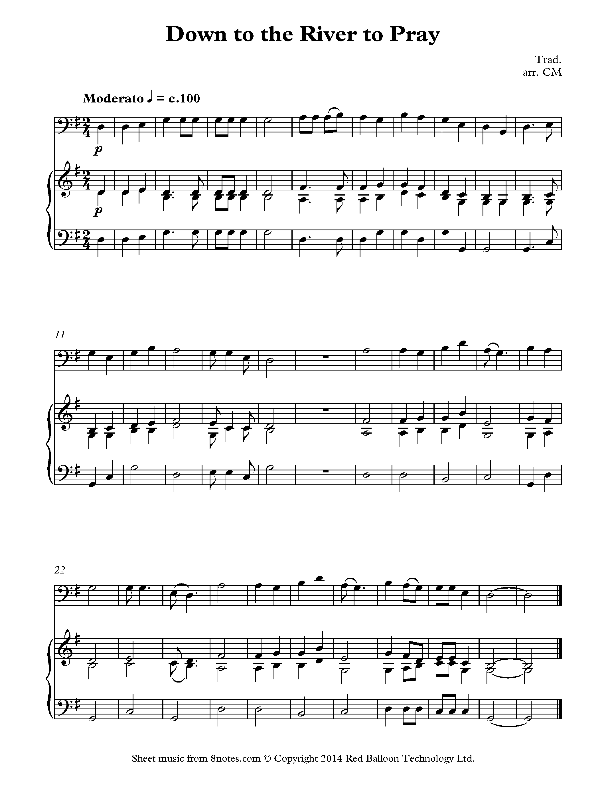 Down to the River to Pray Sheet music for Cello - 8notes.com