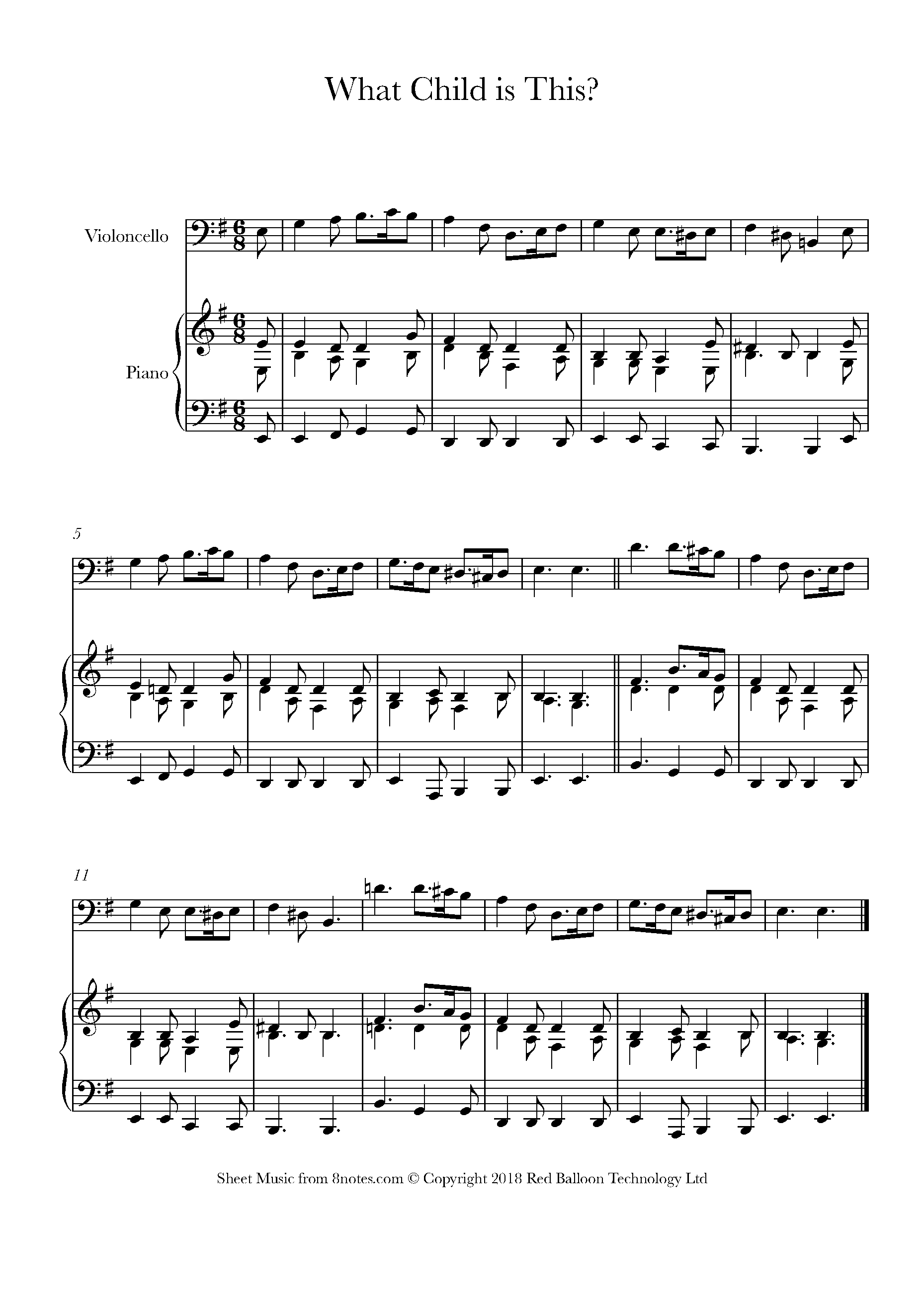 What Child Is This Sheet Music For Cello 8notes Com
