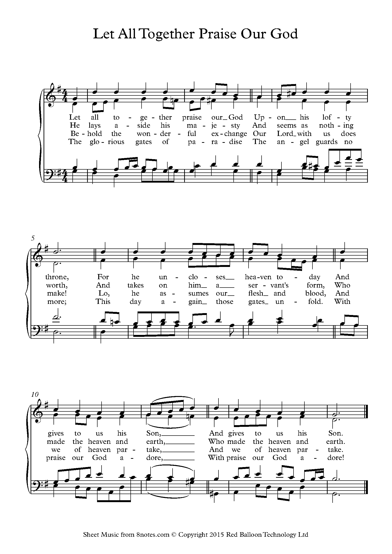 Let All Together Praise Our God Sheet music for Choir - 8notes.com