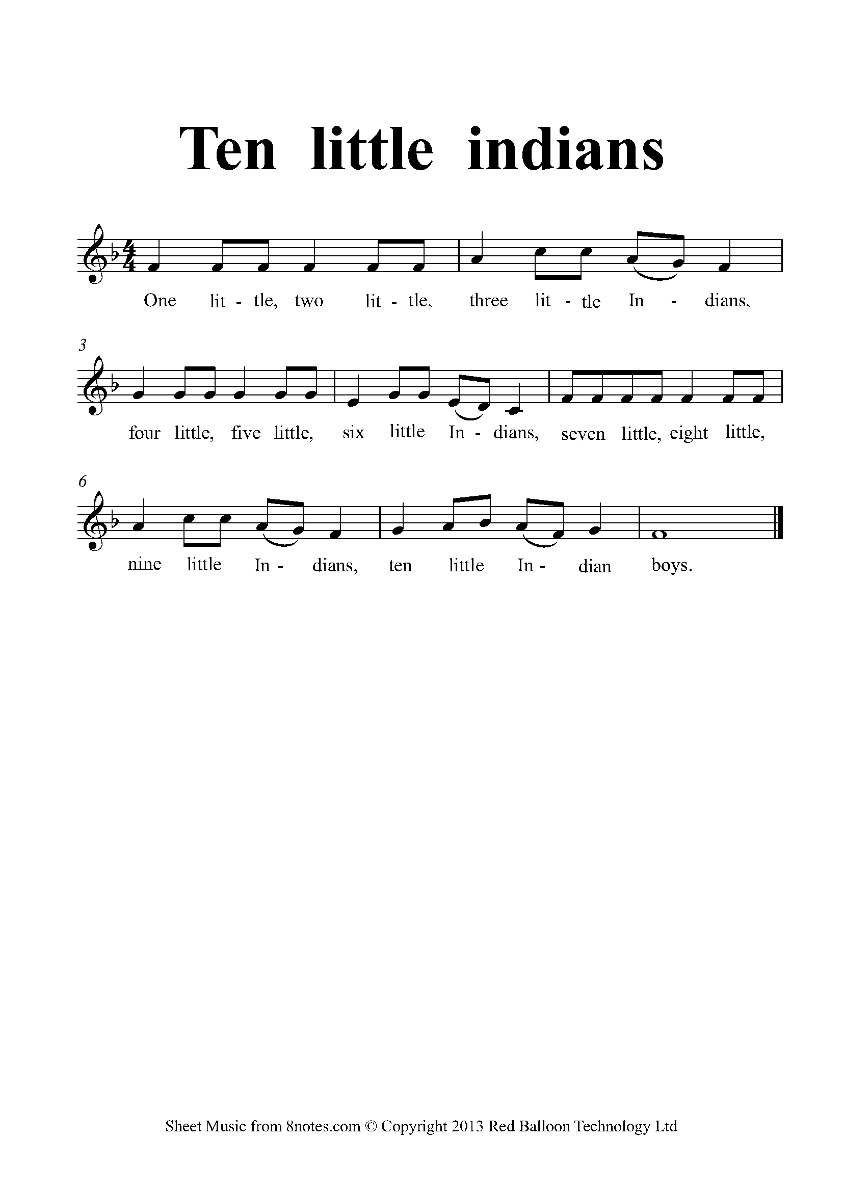 Ten Little Indians Sheet Music For Clarinet - 8notes.com