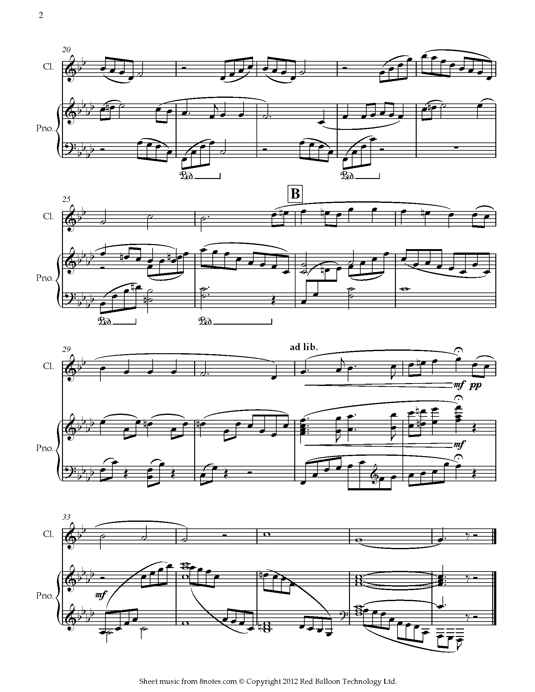 Holst Song Without Words I Ll Love My Love From Second Suite In F Sheet Music For Clarinet 8notes Com