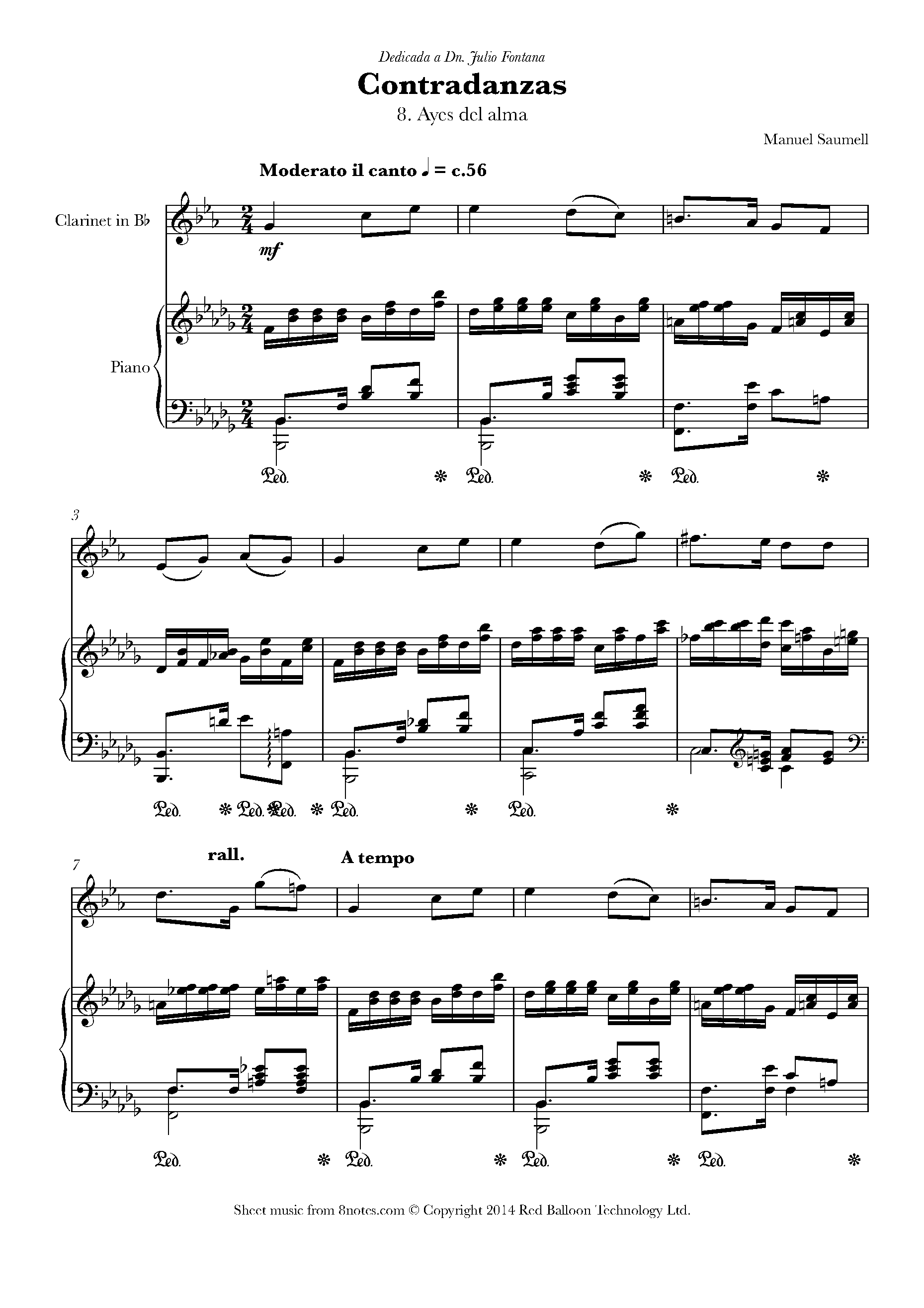 Manuel Saumell Robredo - Contradanzas no.8 Ayes del alma Sheet music ...