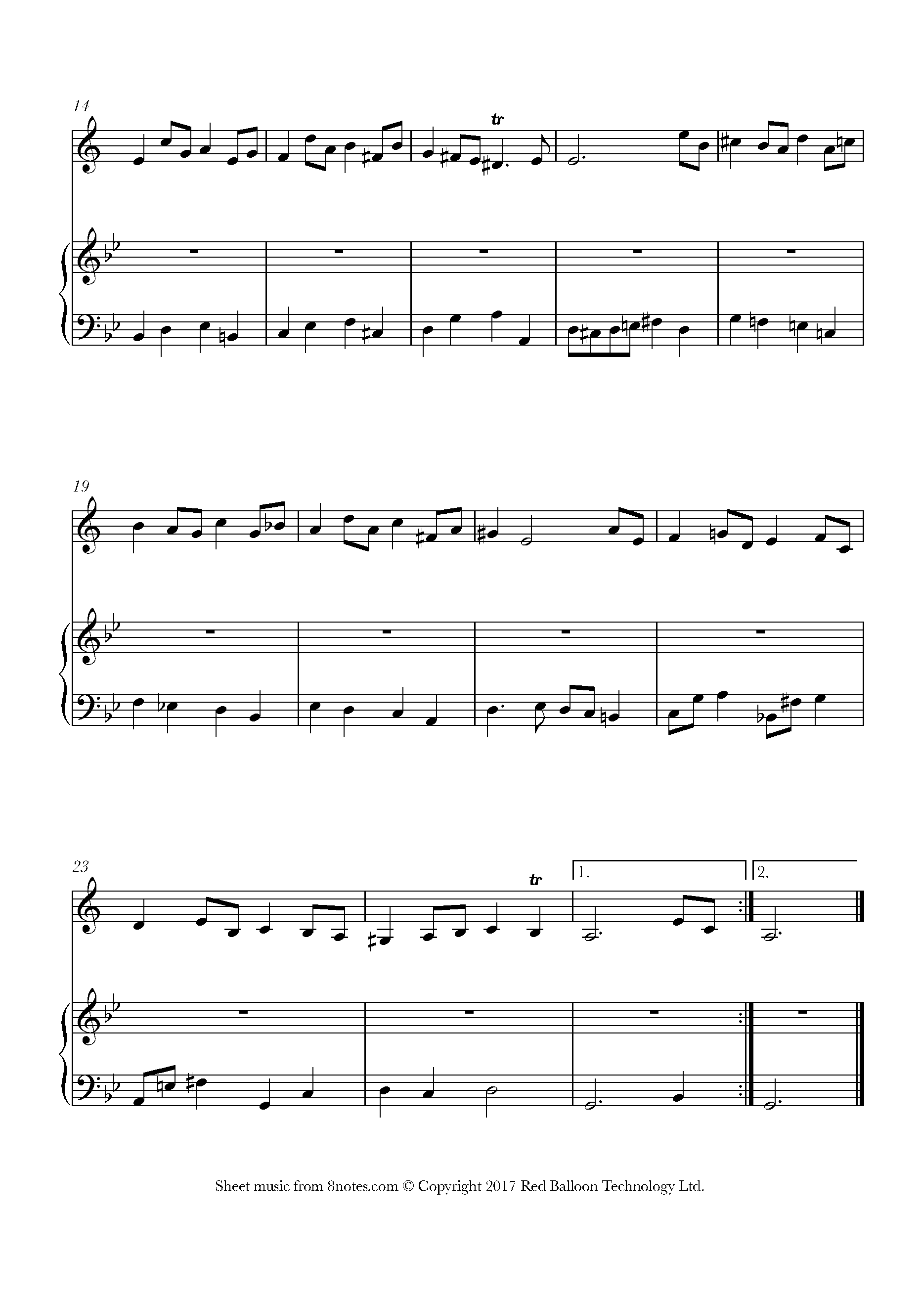 Bach - Bourree from BWV 996 Sheet music for Clarinet - 8notes.com